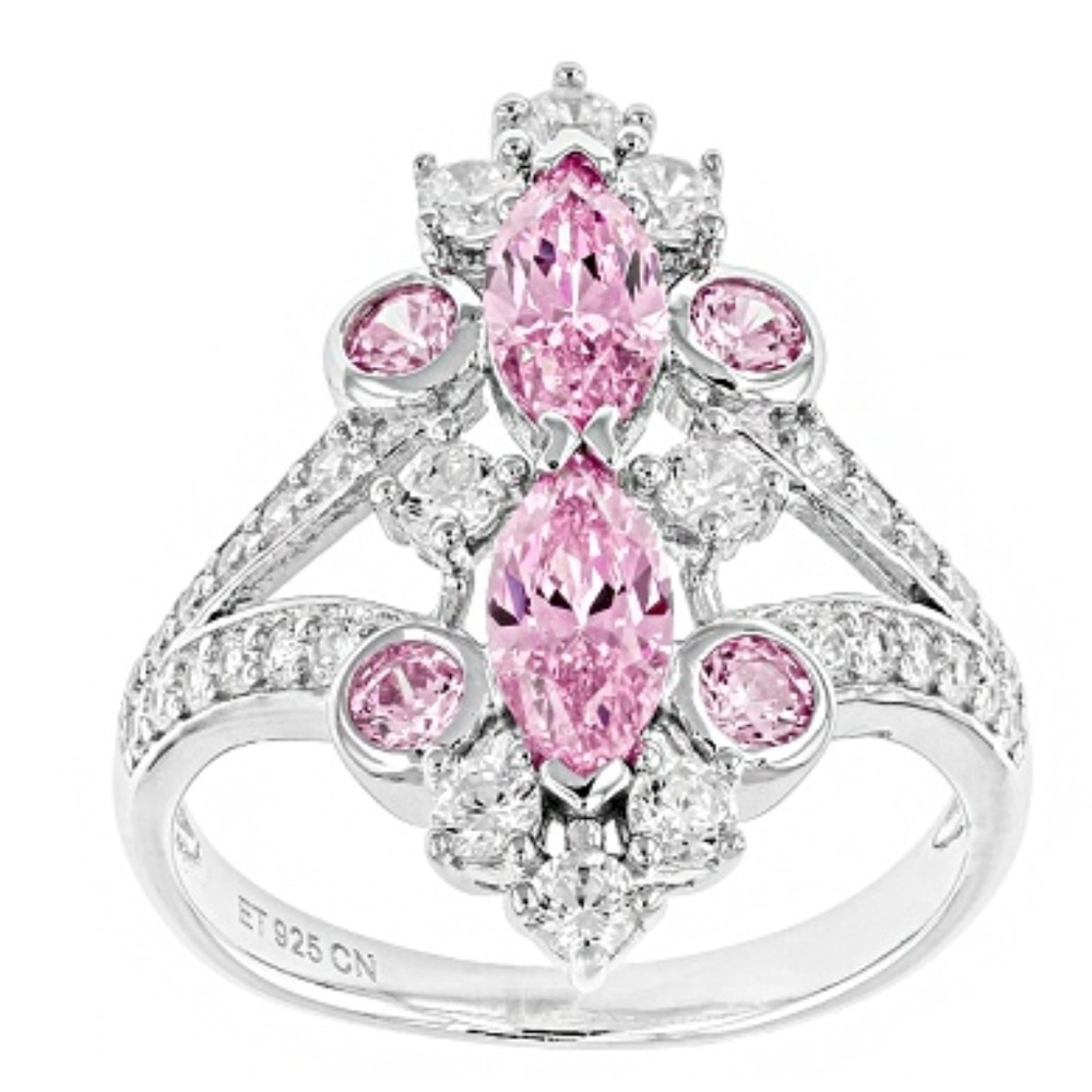 Pink & White ring.925 sterling silver